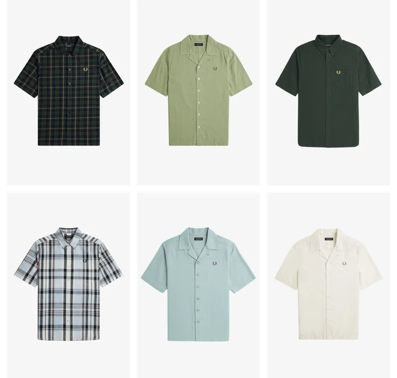 Variety of Fred Perry short-sleeved shirts