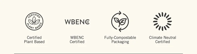 Certified Plant Based. WBE NC Certified. Fully-Compostable Packaging. Climate Neutral Certified.