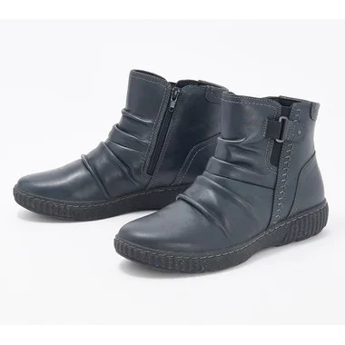 Clarks Collection Leather Ruched Ankle Boots - Caroline Orchid