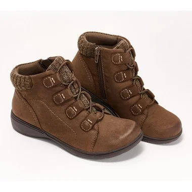Clarks Collection Leather & Knit Ankle Boots- Carleigh Jade