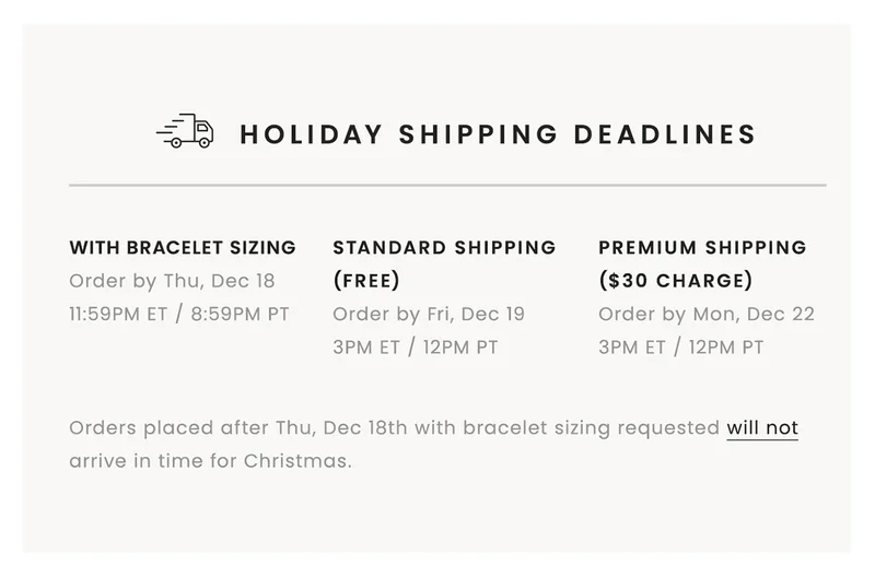 Holiday Shipping Deadlines