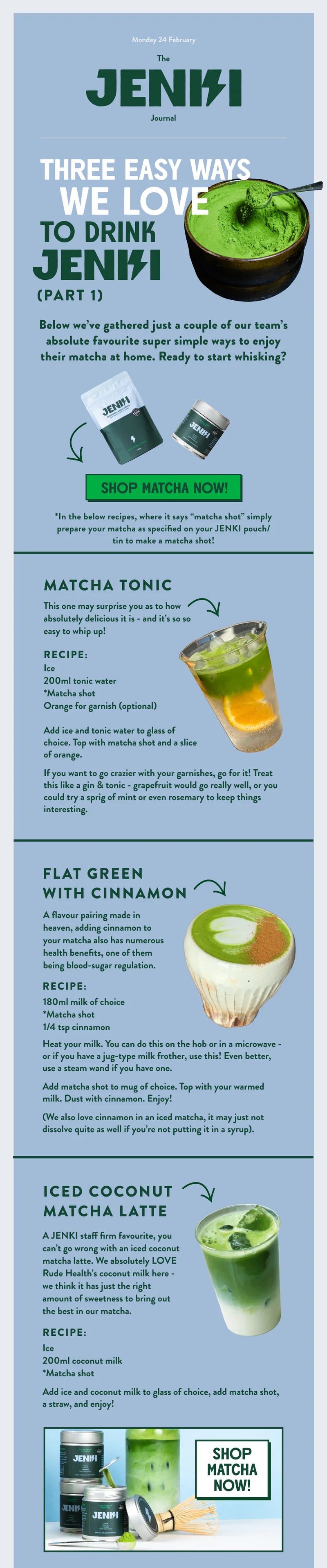 3 Favourite Ways to Drink JENKI Matcha