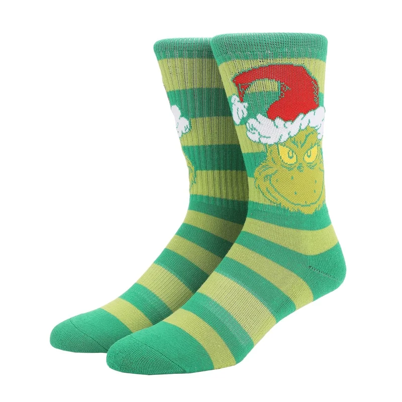 Image of Grinch Christmas Hat Athletic Crew Socks
