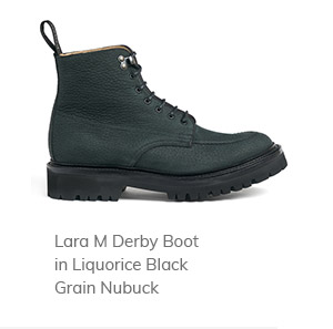 Lara M Derby Boot in Liquorice Black Grain Nubuck