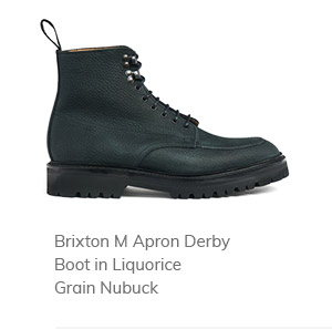 Brixton M Apron Derby Boot in Liquorice Grain Nubuck