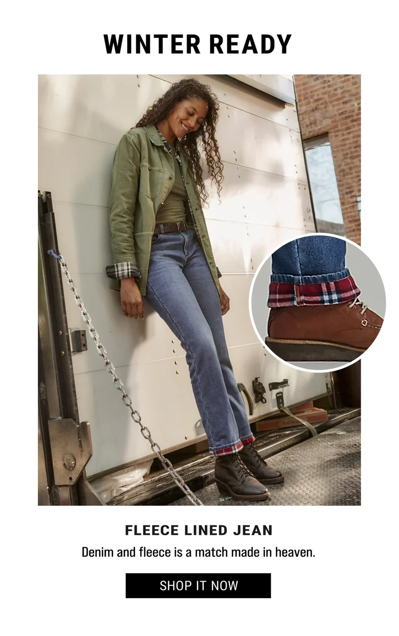 winter ready. fleece Lined Jean Denim and fleece is a match made in heaven. Shop it Now