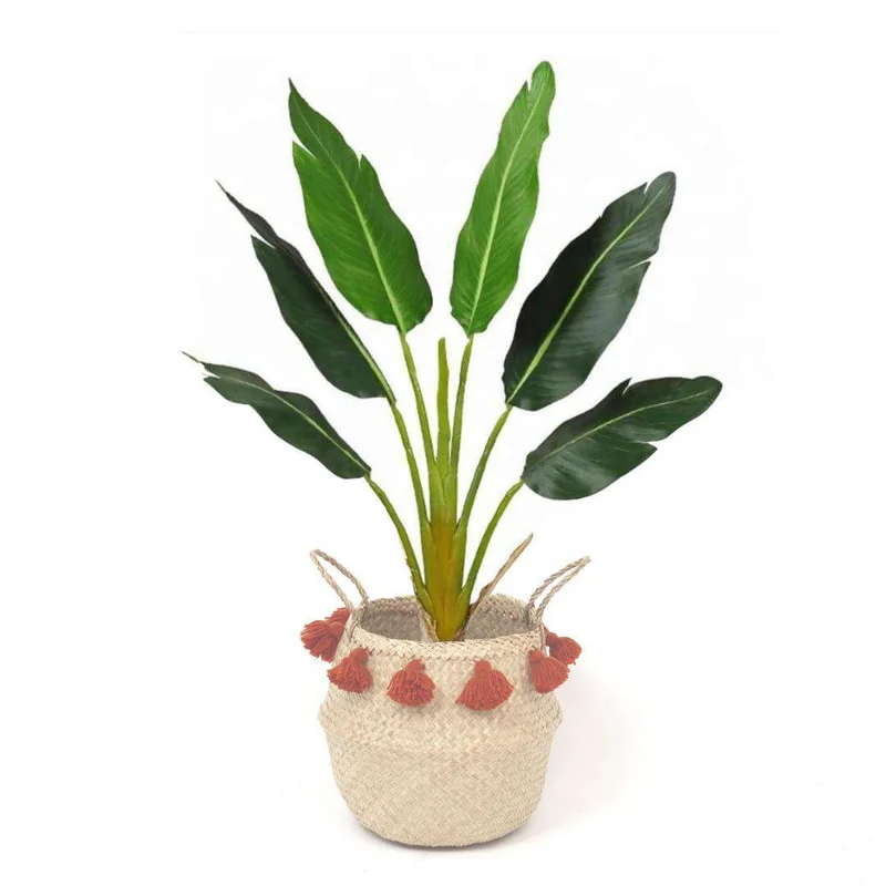 Image of Porta - Seagrass Basket With Orange Pompoms
