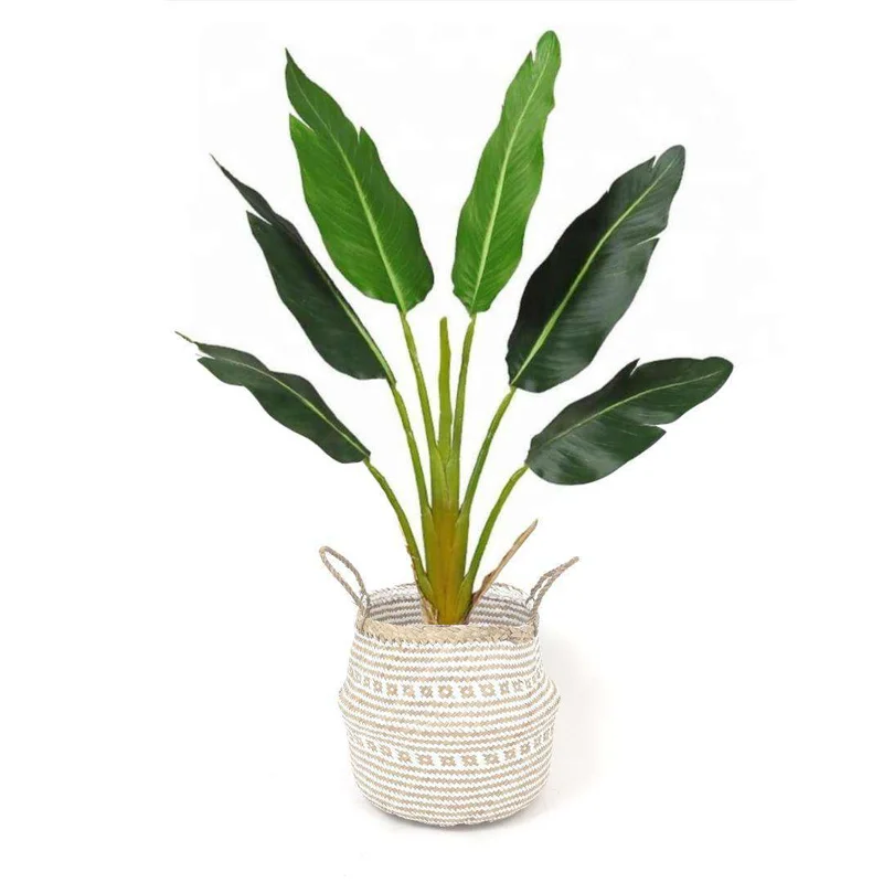 Image of Isak - Seagrass Basket With White Decoration