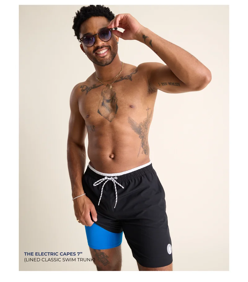 Lined Classic Swim Trunk: The Electric Capes 7"