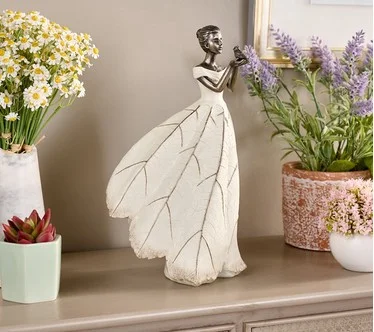 13" Indoor/Outdoor Garden Maiden with Bird by Valerie
