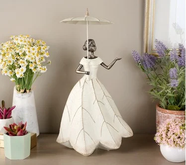 15" Indoor/Outdoor Garden Maiden with Umbrella by Valerie