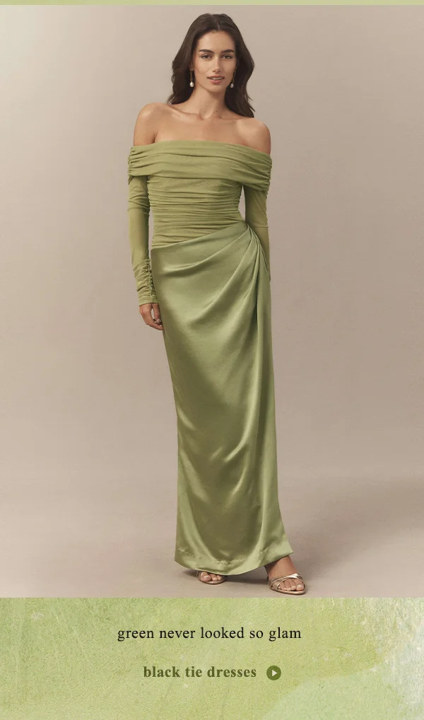 green never looked so glam, black tie dresses