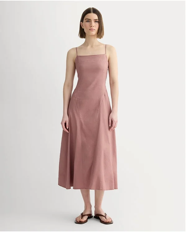 [Image]The Seamed Dress in Stretch Linen | Rose Dusk