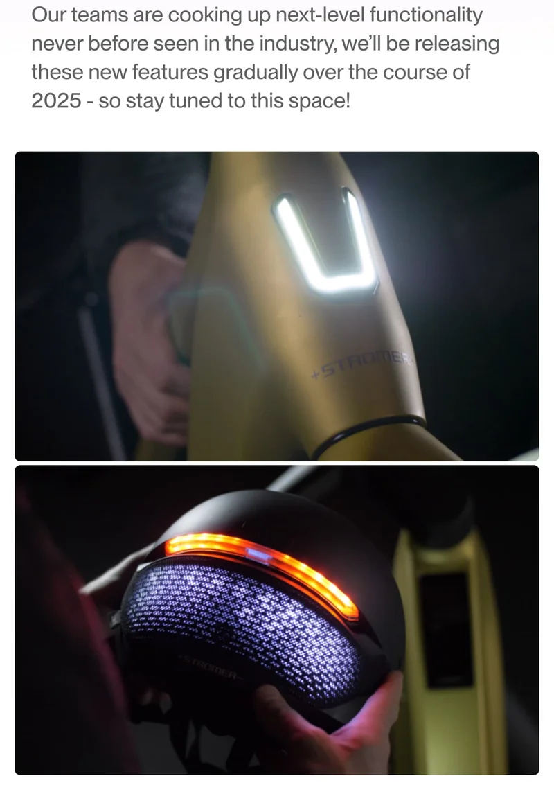 UNIT 1 and Stromer Smart Helmet collaboration featuring cutting-edge brake light connection technology, presented with a sleek design.
