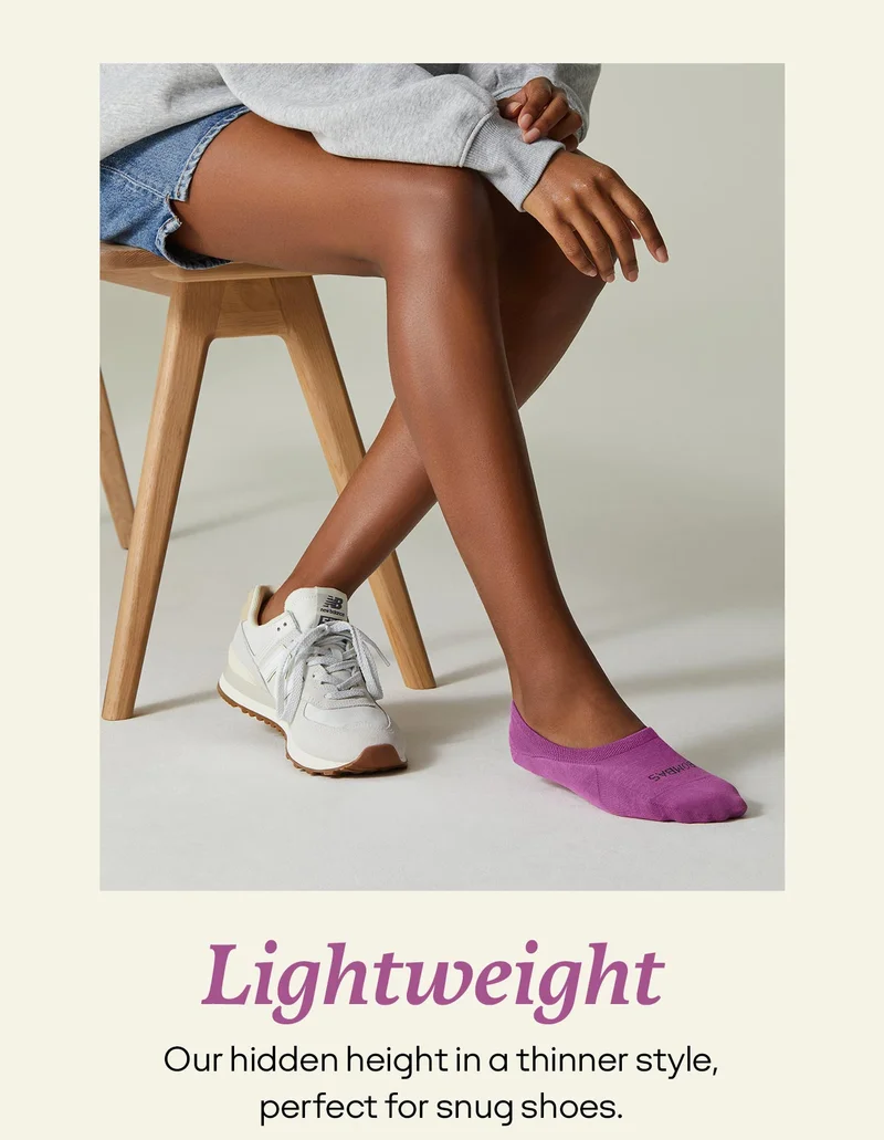Lightweight | Our hidden height in a thinner style, perfect for snug shoes.