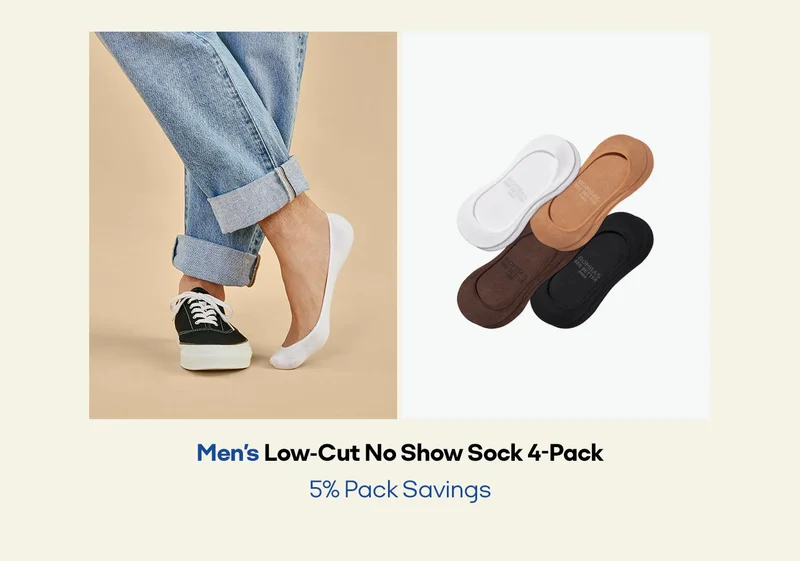 Men's Low-Cut No Show Sock 4-Pack 5% Pack Savings