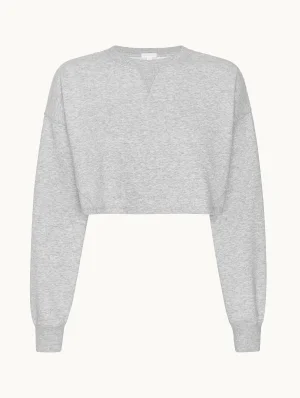 LuxeFleece Cropped Sweatshirt in Light Heather Gray