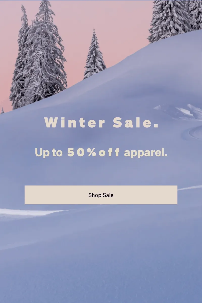 Winter Sale. Up to 50% off apparel. Up to 40% off underwear.