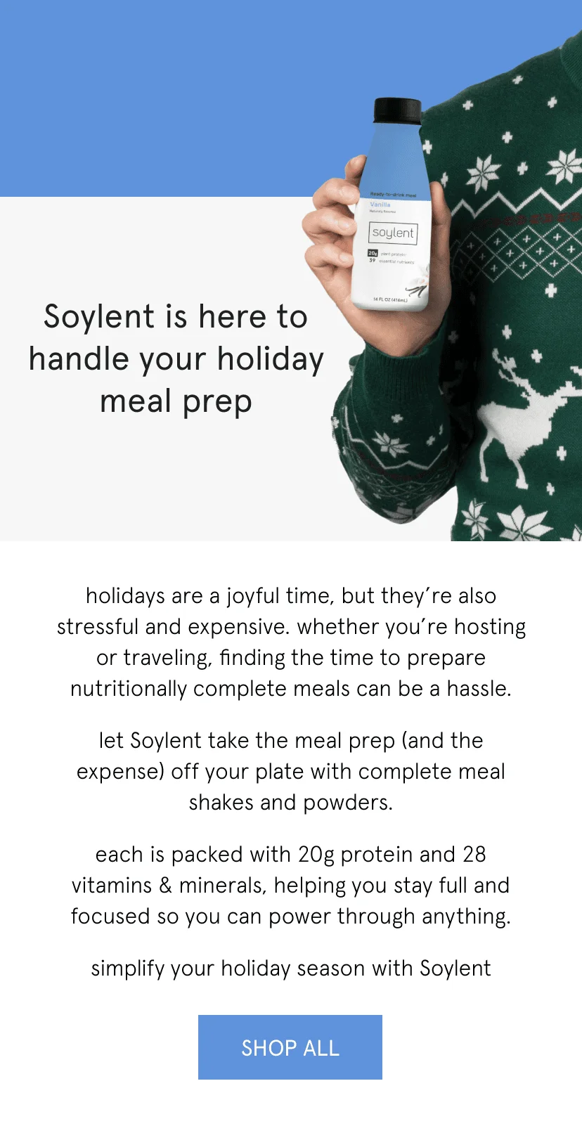 soylent is here to help your holiday meal prep
