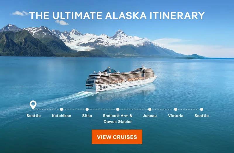 The Ultimate Alaska Itinerary –  Seattle • Ketchikan • Cruising Tracy Arm Fjord • Juneau • Icy Strait Point • Victoria • Seattle – Click to View Cruises & Book Now