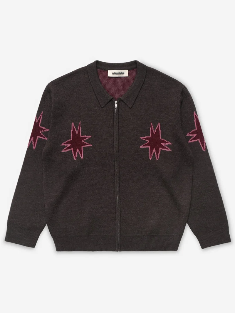 Image of Metalwood Kiki Zip Knit Longsleeve Polo - Graphite