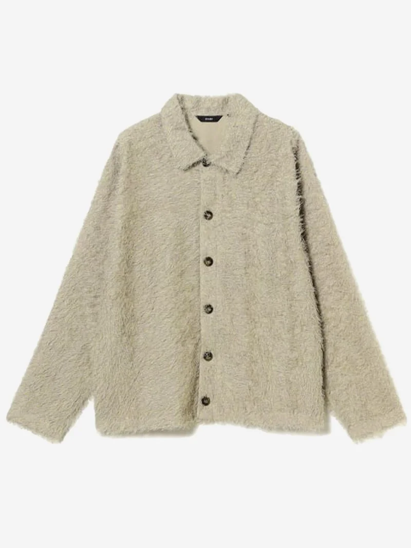 Image of Beams Fringe Shirt - Taupe