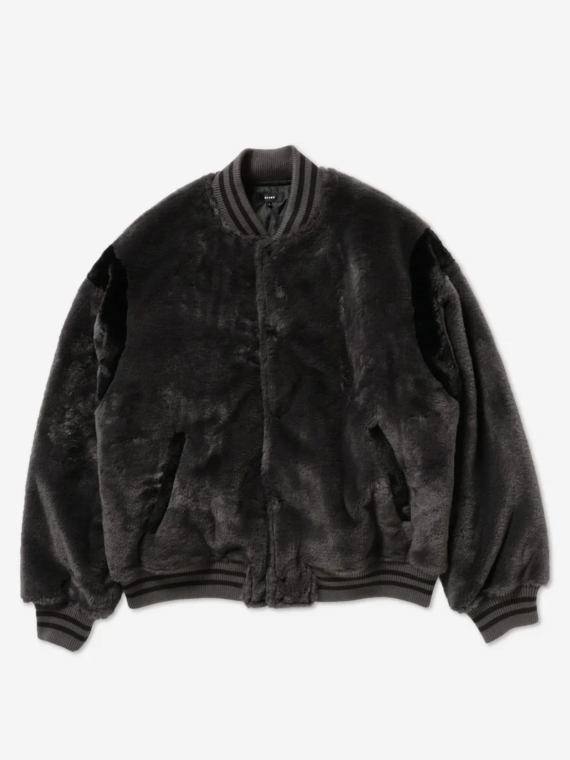 Image of Beams Fur Stadium Jacket - Charcoal Grey
