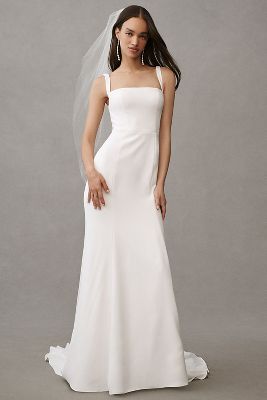 Jenny by Jenny Yoo Hayden Sleeveless Column Crepe Wedding Gown