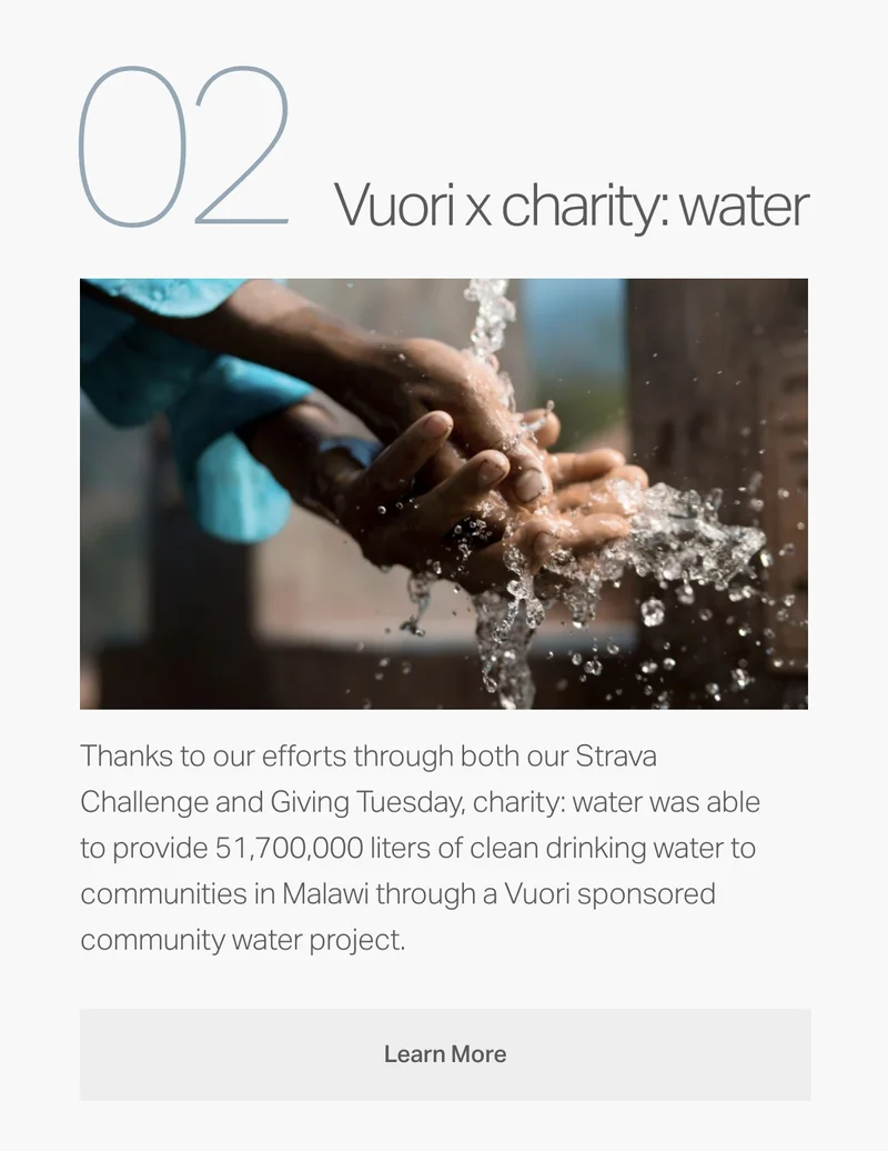 Vuori x charity: water