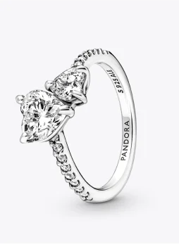Double Heart Sparkling Ring