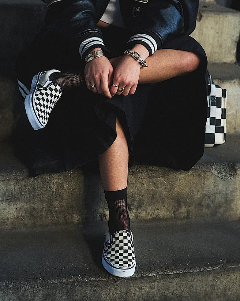 Black White Classic Slip-On Checkerboard Shoe