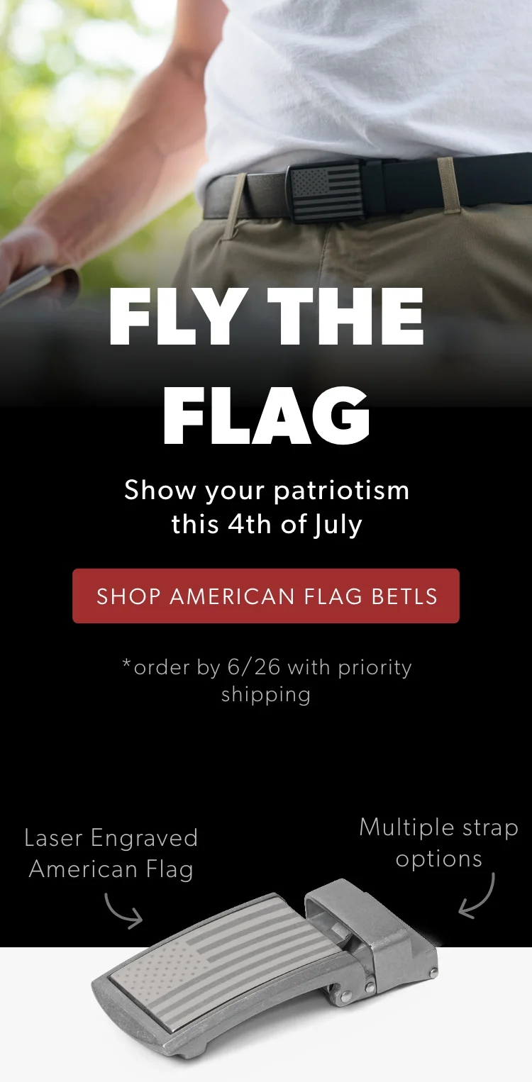 FLY THE FLAG: Show your patriotism this 4th of July. Shop American Flag Belts and order by 6/26