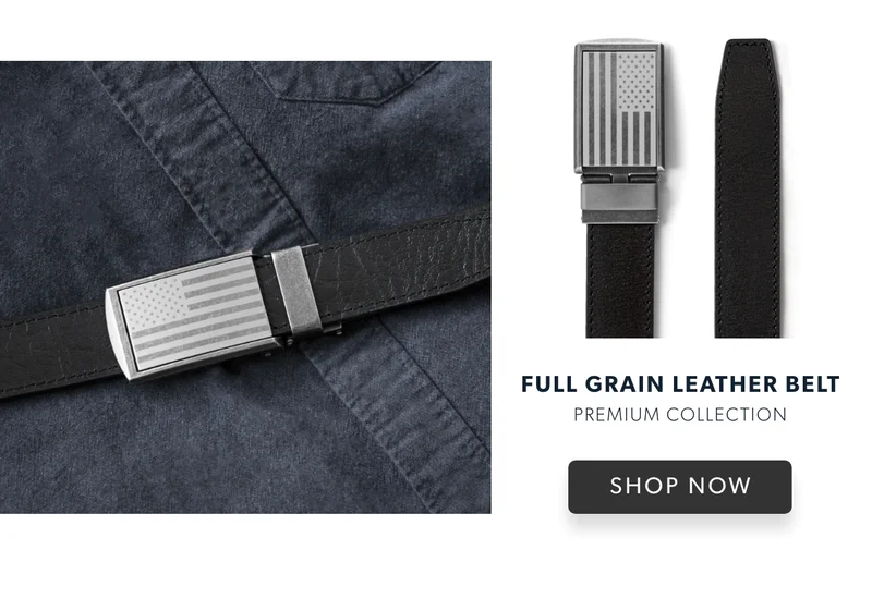 Full Grain Leather American Flag Belts