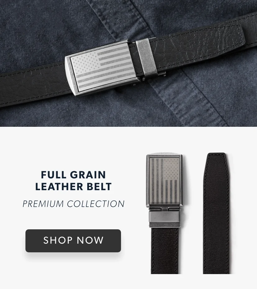 Full Grain Leather American Flag Belts