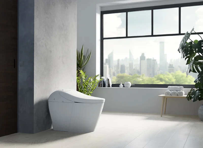 A TOTO WASHLET G5A sits in an elegant city bathroom