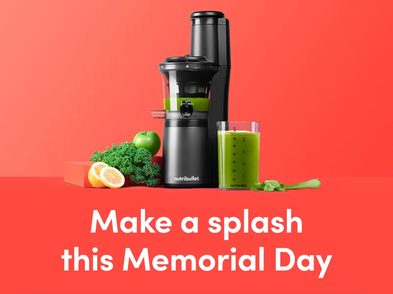 nutribullet Slow Juicer with a green smoothie