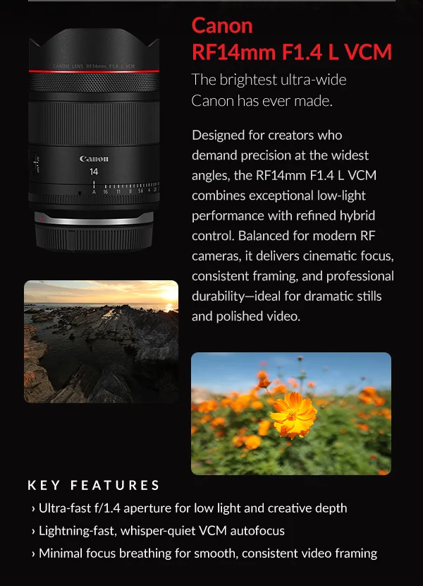 Canon RF14mm F1.4 L VCM | The brightest ultra-wide Canon has ever made.