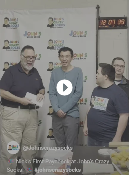 Nick Receiving His First Paycheck