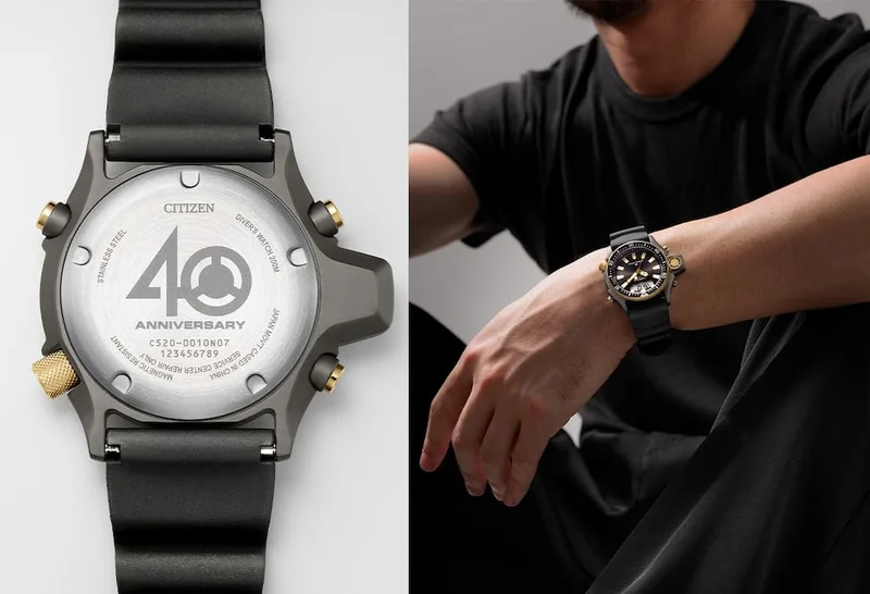 Caseback of the Promaster Aqualand 40th Anniversary and a person wearing it