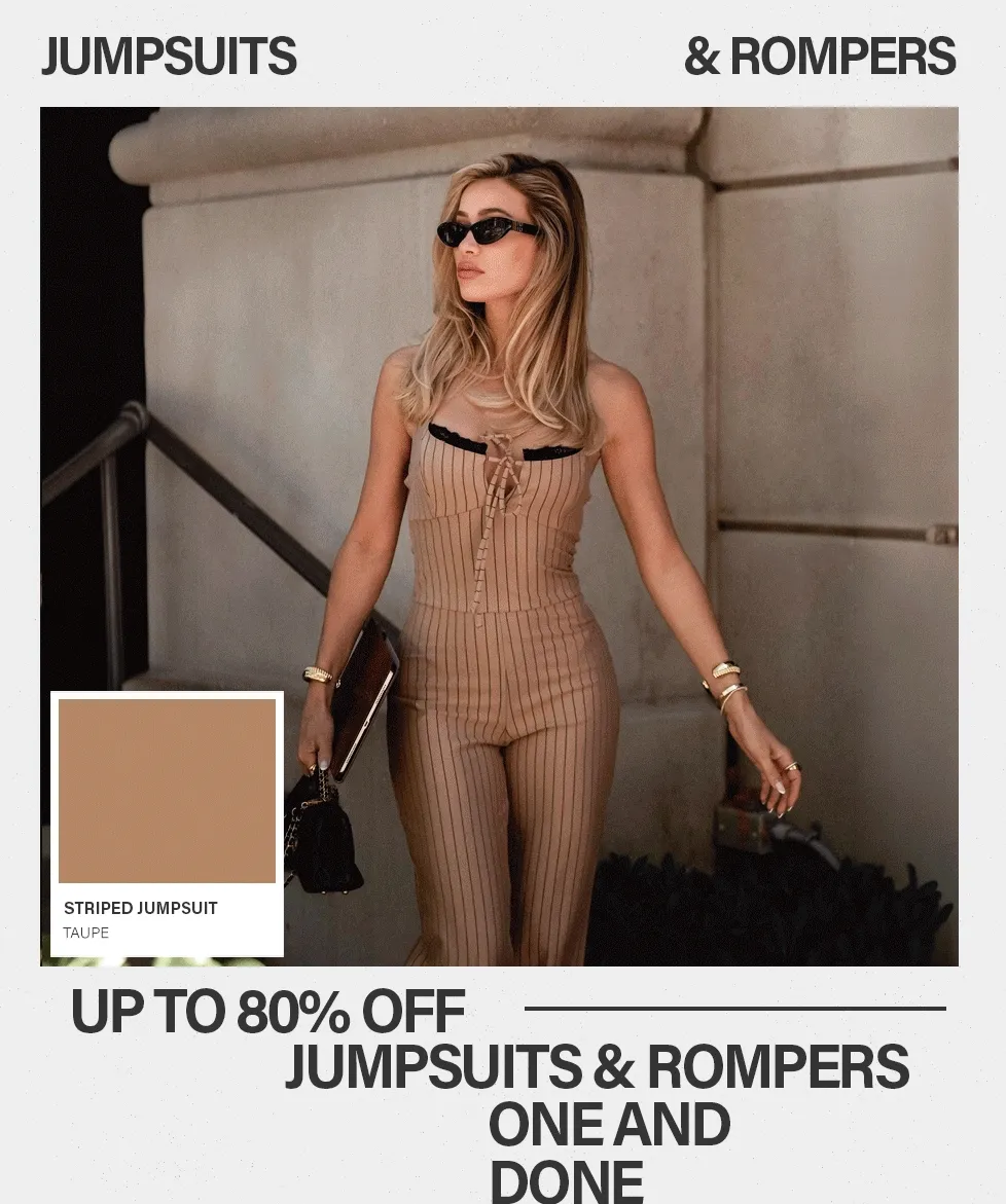 Taupe striped jumpsuit. Shop women's jumpsuits & rompers up to 80% off!