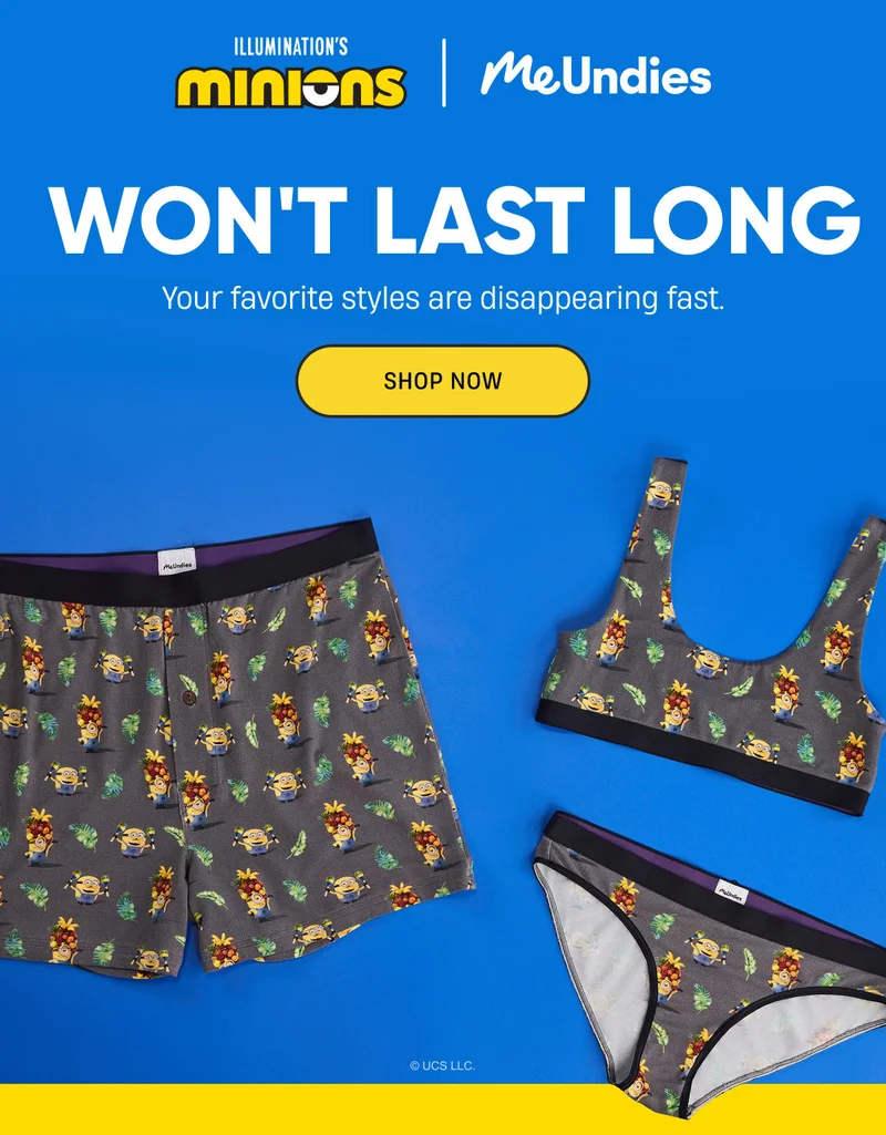 Illuminations Minions | MeUndies | Won't last long | Shop Now