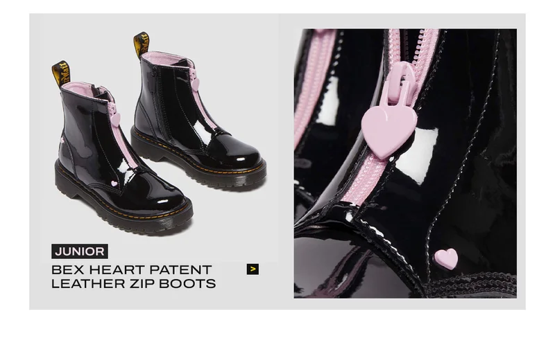 Junior Bex Heart Patent Leather Zip Boots