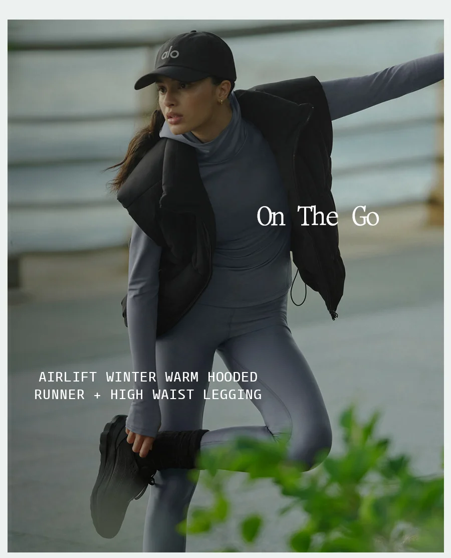 On The Go. Airlift Winter Warm Hoodied Runner + High Waist Legging