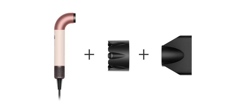 The Dyson Supersonic r hair dryer. The Powerful air attachment for the Dyson Supersonic r hair dryer. The Pro concentrator attachment for the Dyson Supersonic r hair dryer.