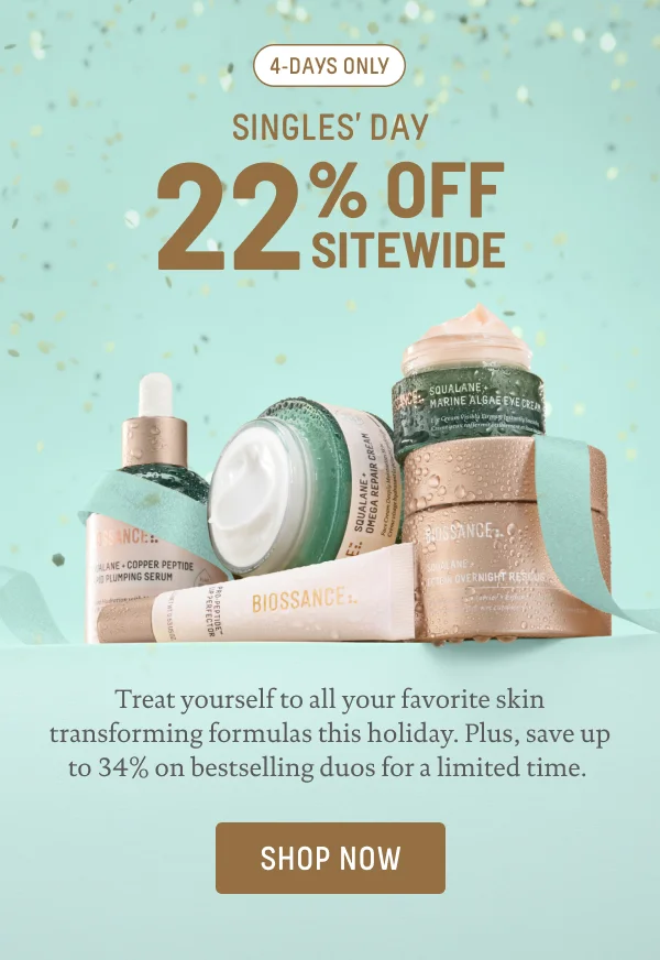 Singles' Day 22% Off Sitewide