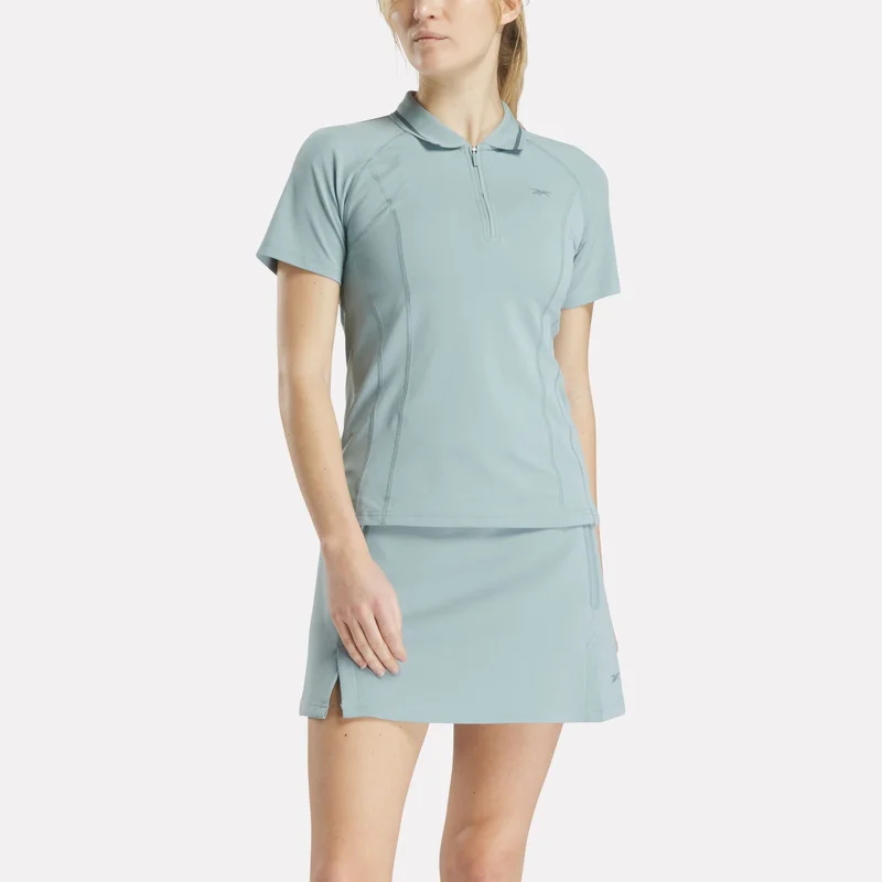 Image of Women's Short Sleeve Zip Bodycon Golf Polo Shirt