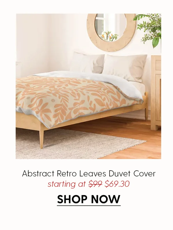 abstract retro shapes earthy leaves Duvet Cover