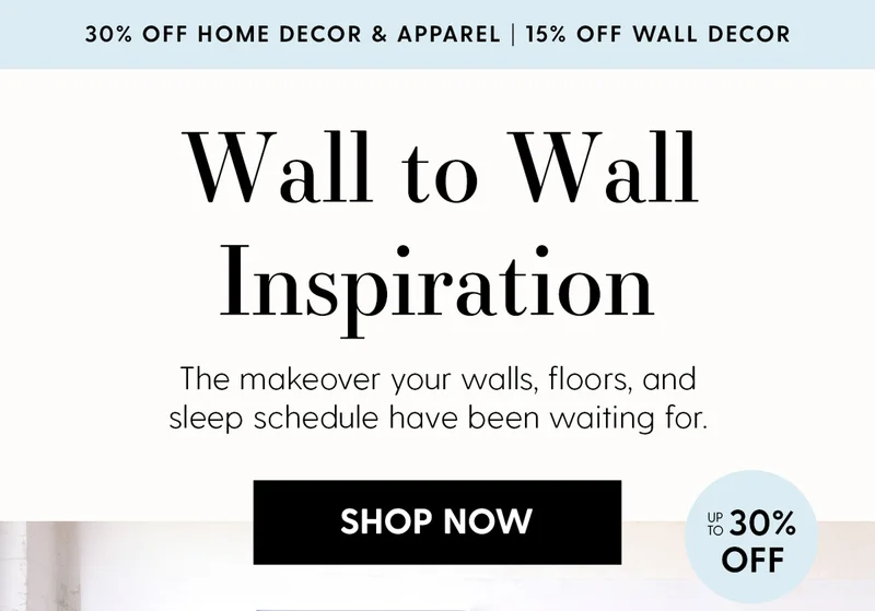 30% off home decor