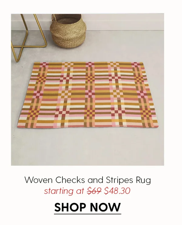 Woven Checks and Stripes - Harvest Gold Rug