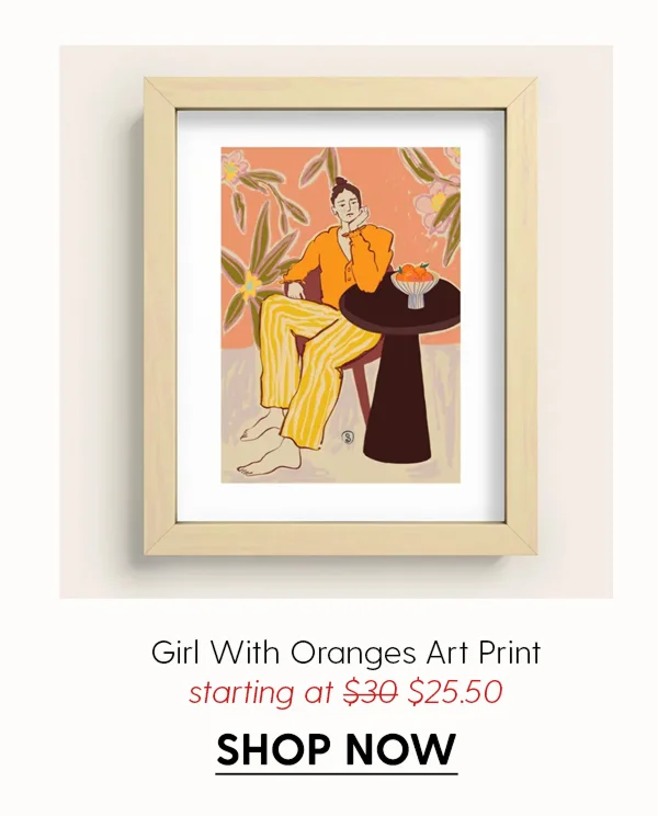GIRL WITH ORANGES Art Print